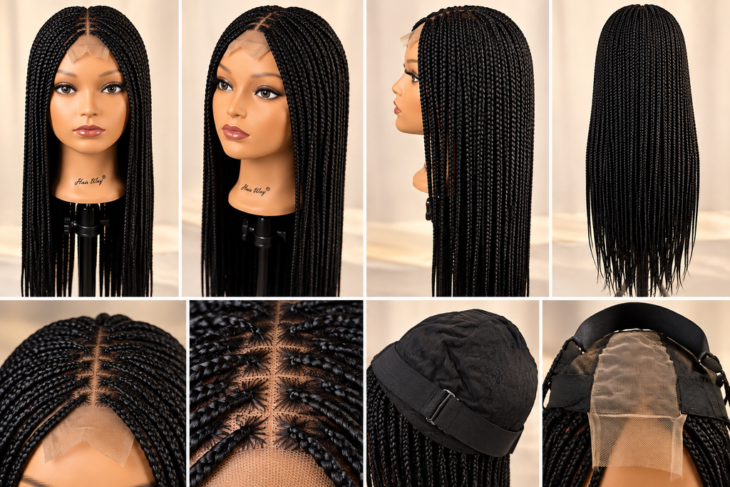 AVETIKO Black Knotless Braided Wig – 33 Inch, 2×6 Lace