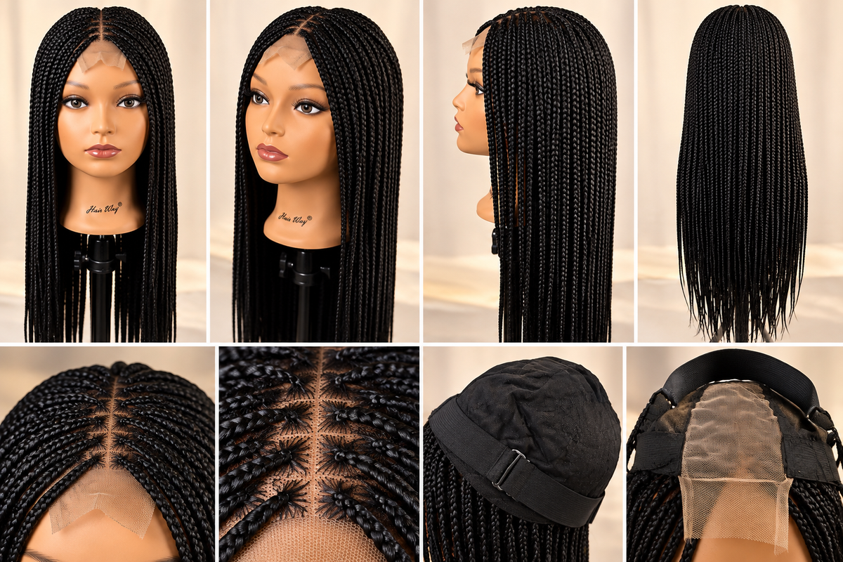 AVETIKO Black Knotless Braided Wig – 33 Inch, 2×6 Lace