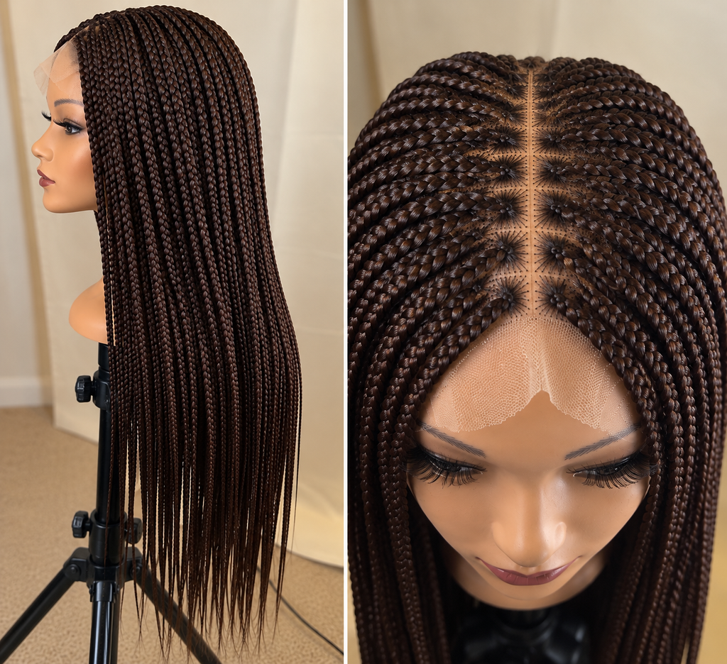 AVETIKO Color 33 Knotless Braided Wig – 23 Inch, 2×6 Lace