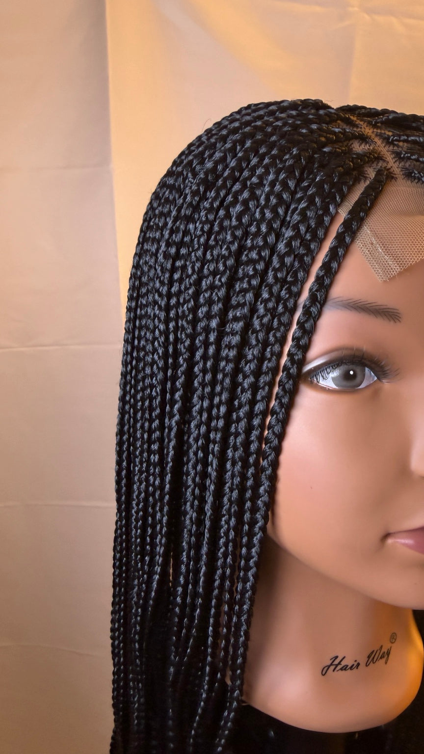 AVETIKO Black Knotless Braided Wig – 33 Inch, 2×6 Lace