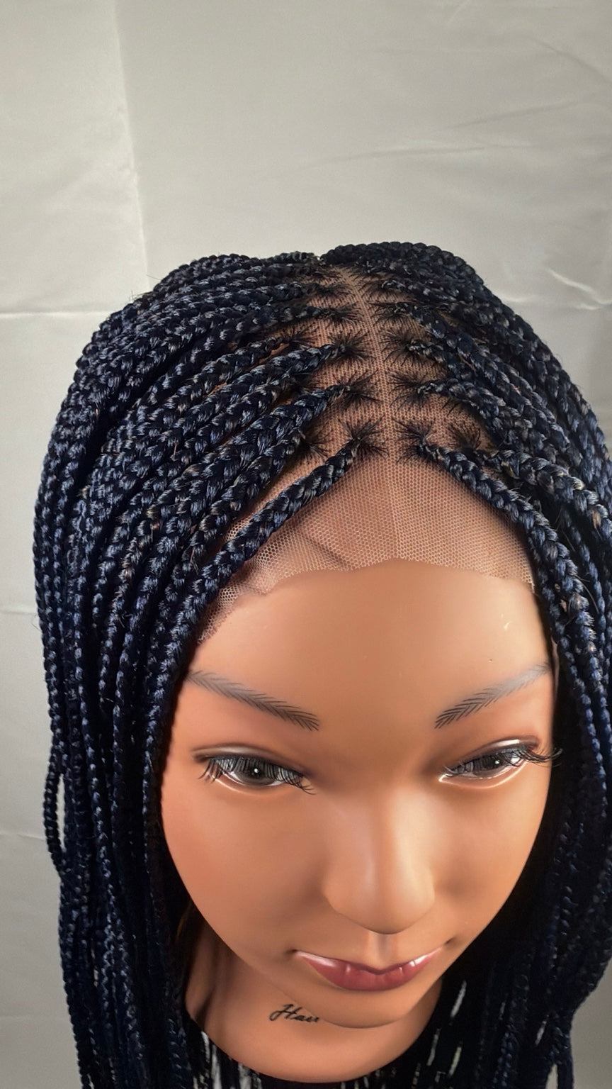 AVETIKO Blue 28-Inch Handmade Braided Wig | 5×5 Lace Closure