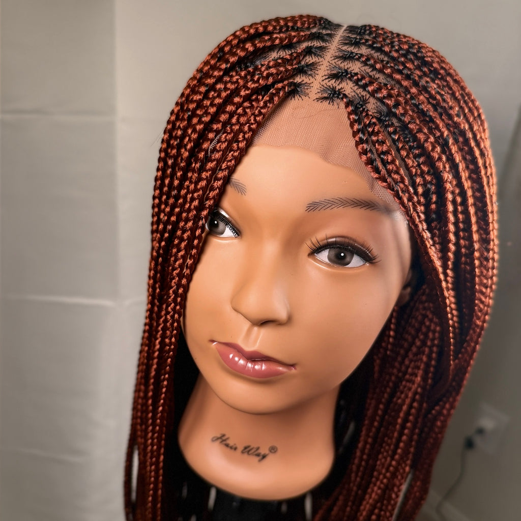 AVETIKO 28-Inch Color 350 Handmade Braided Wig | 5×5 Lace Closure