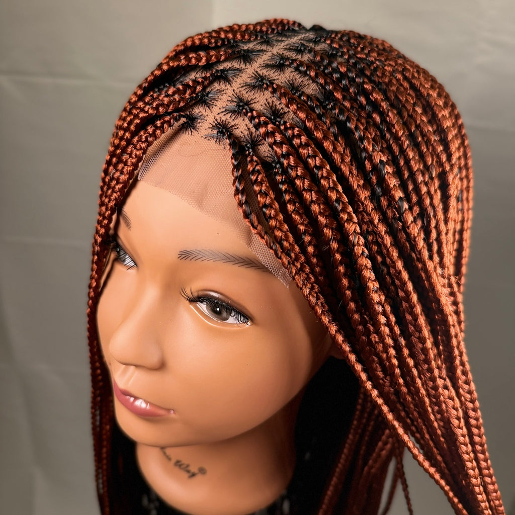 AVETIKO 28-Inch Color 350 Handmade Braided Wig | 5×5 Lace Closure