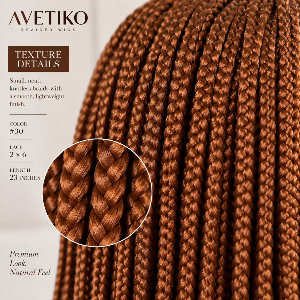AVETIKO Color 30 23-Inch Freestyle Knotless Braided Wig