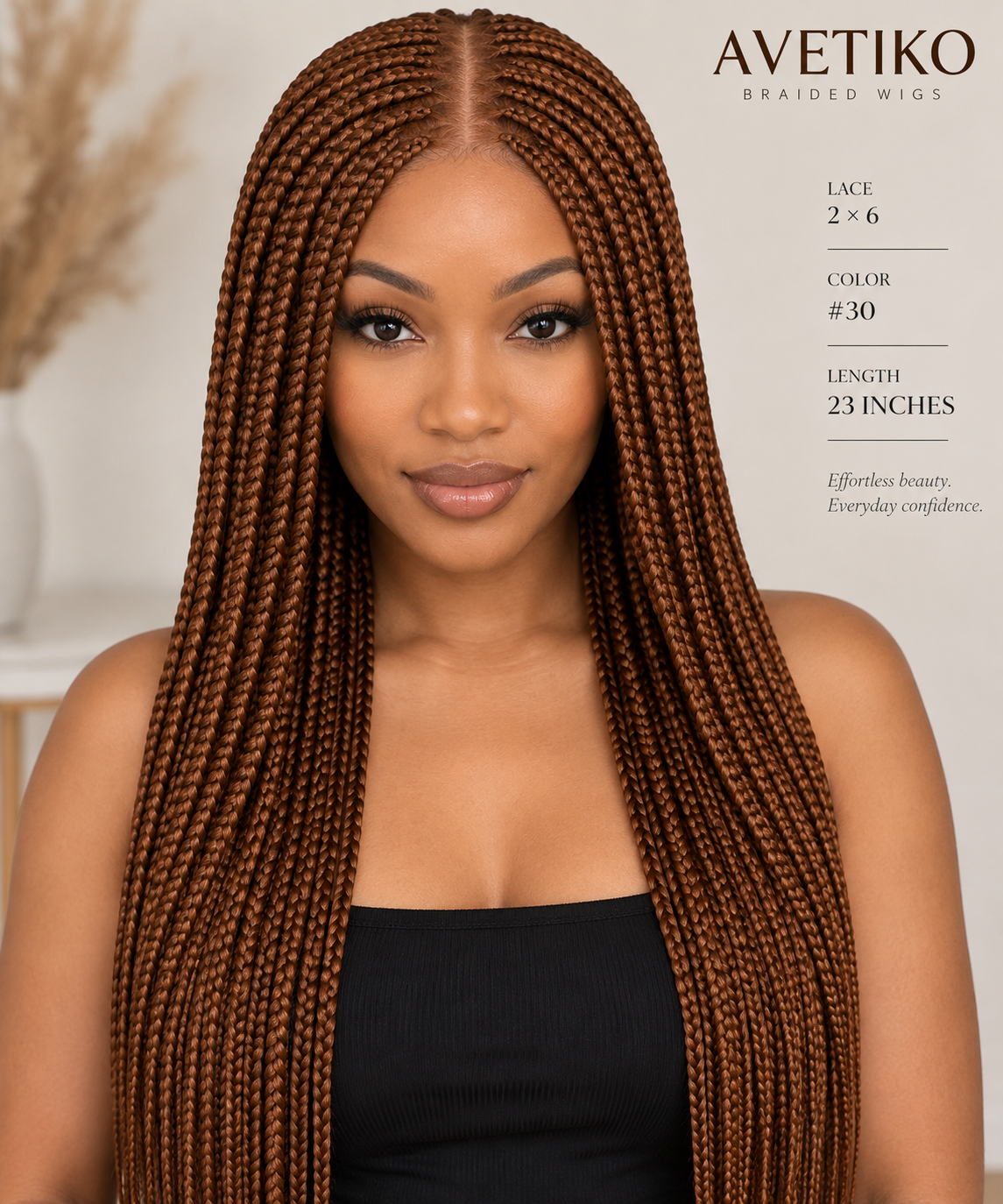 AVETIKO Color 30 23-Inch Freestyle Knotless Braided Wig