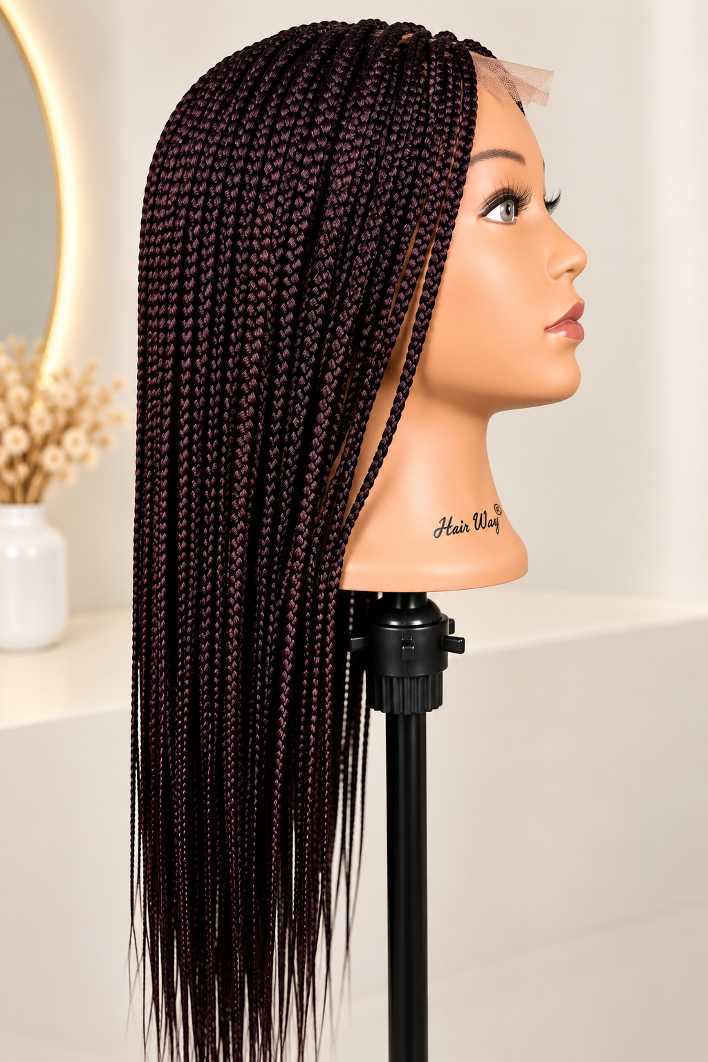 AVETIKO Burgundy Purple 28-Inch Freestyle Knotless Braided Wig