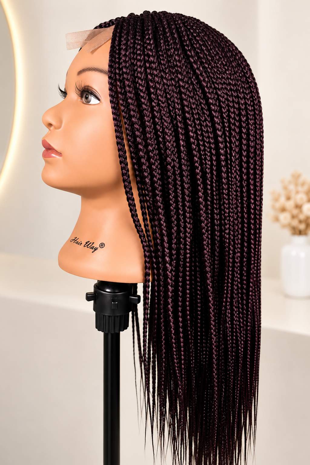 AVETIKO Burgundy Purple 28-Inch Freestyle Knotless Braided Wig
