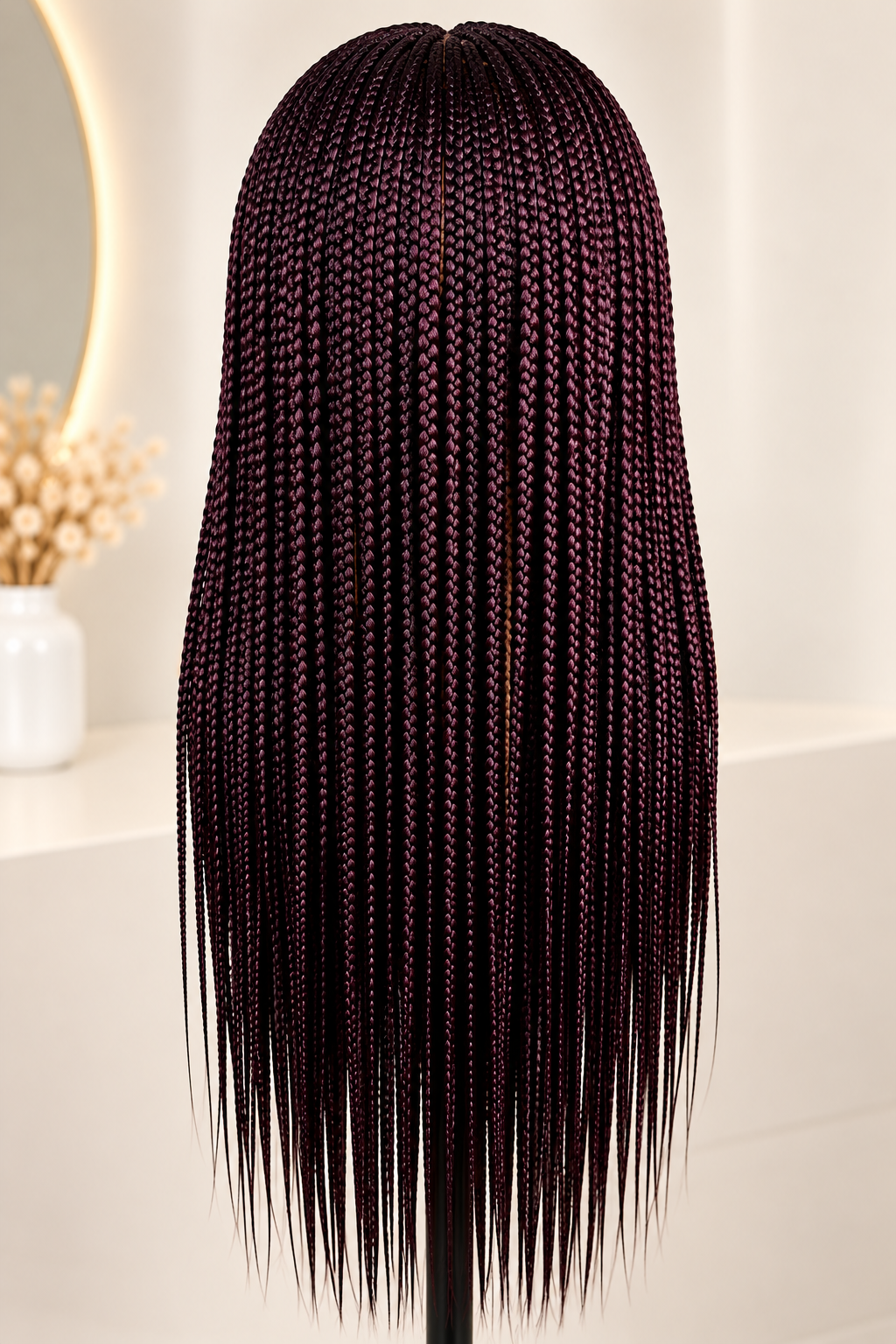 AVETIKO Burgundy Purple 28-Inch Freestyle Knotless Braided Wig