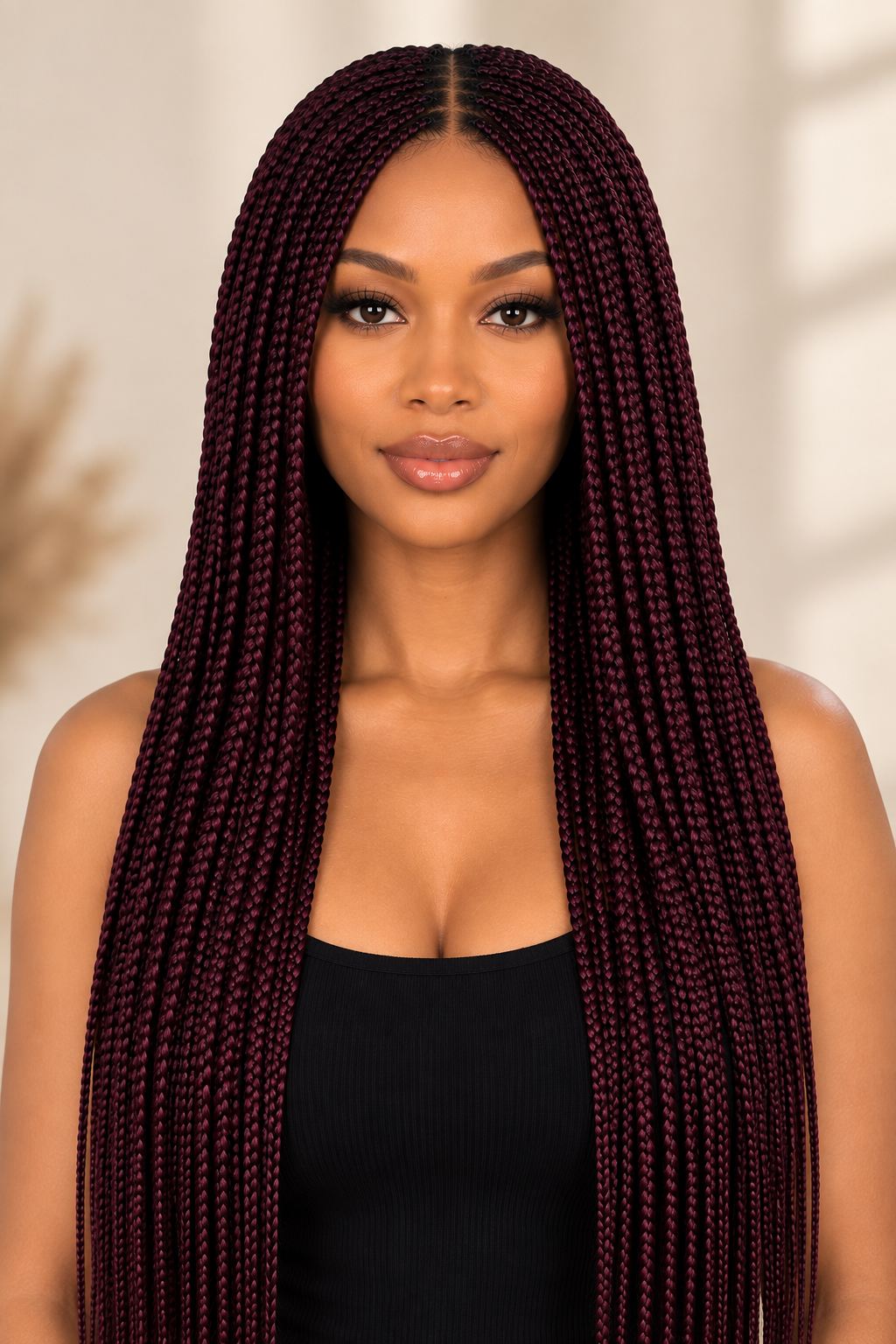 AVETIKO Burgundy Purple 28-Inch Freestyle Knotless Braided Wig