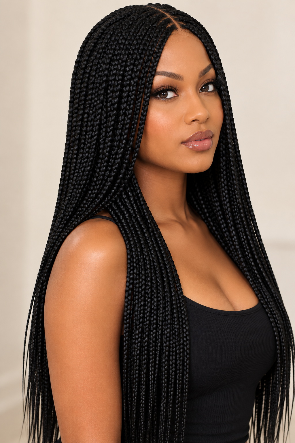 AVETIKO Black 23-Inch Freestyle Knotless Braided Wig