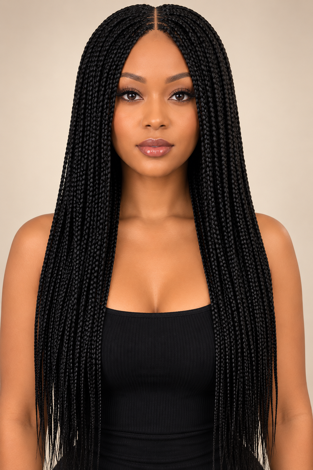 AVETIKO Black 23-Inch Freestyle Knotless Braided Wig