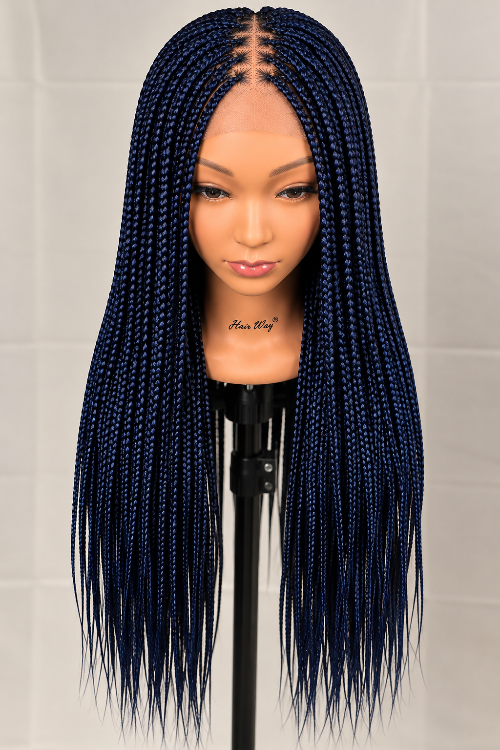 AVETIKO Blue 28-Inch Handmade Braided Wig | 5×5 Lace Closure