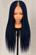 AVETIKO Blue 28-Inch Handmade Braided Wig | 5×5 Lace Closure